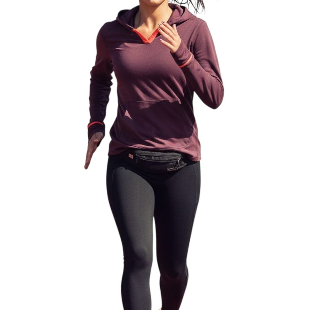 Nike Dri-FIT Running Hoodie Womens Large Purple Lightweight Thumbholes Foldover